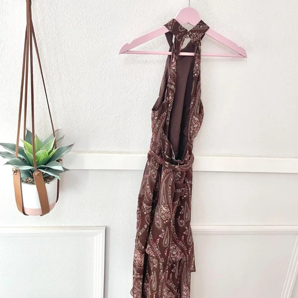 Petal + Pup Women's Tia Dress Size 2 Brown Paisley Floral Midi - Picture 7 of 9